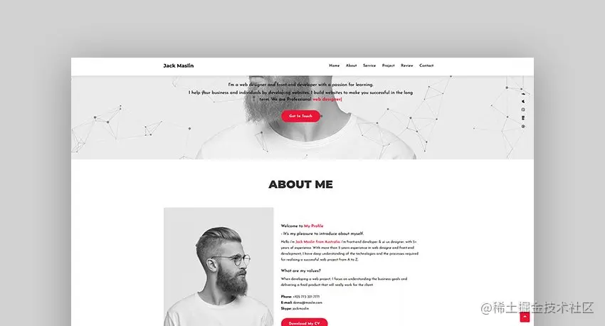 Maslin - Personal Portfolio HTML Template
