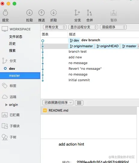 切换到master分支