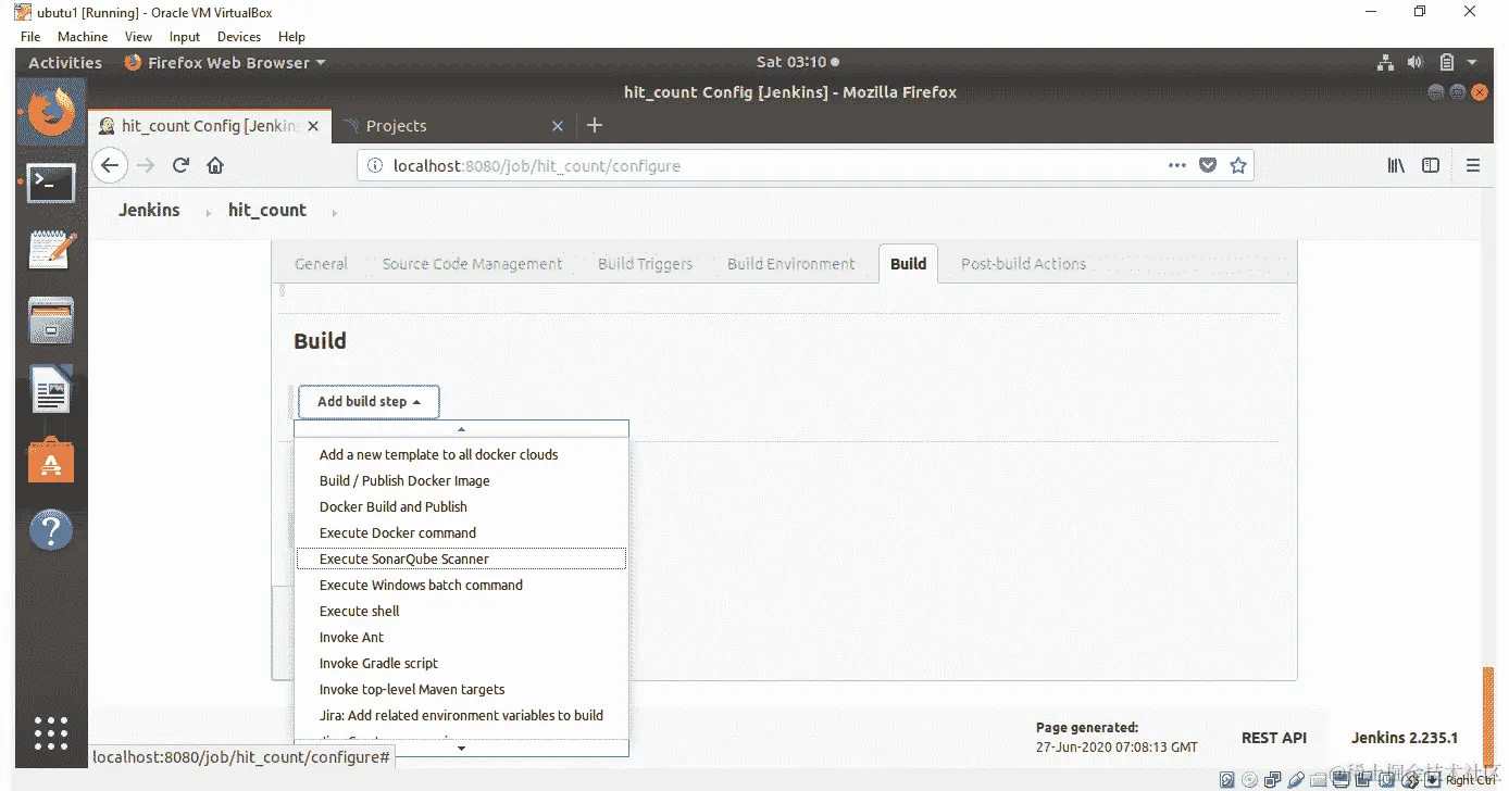 图 8.42：选择执行 SonarQube Scanner