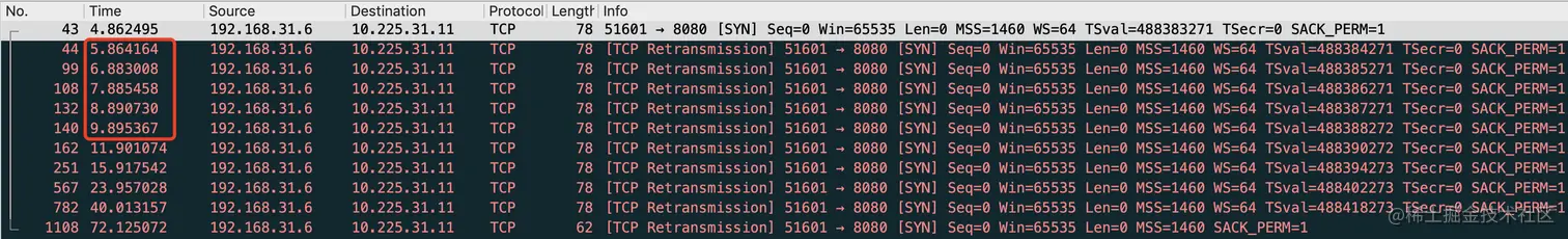 连一个不存在的IP(局域网外)抓包