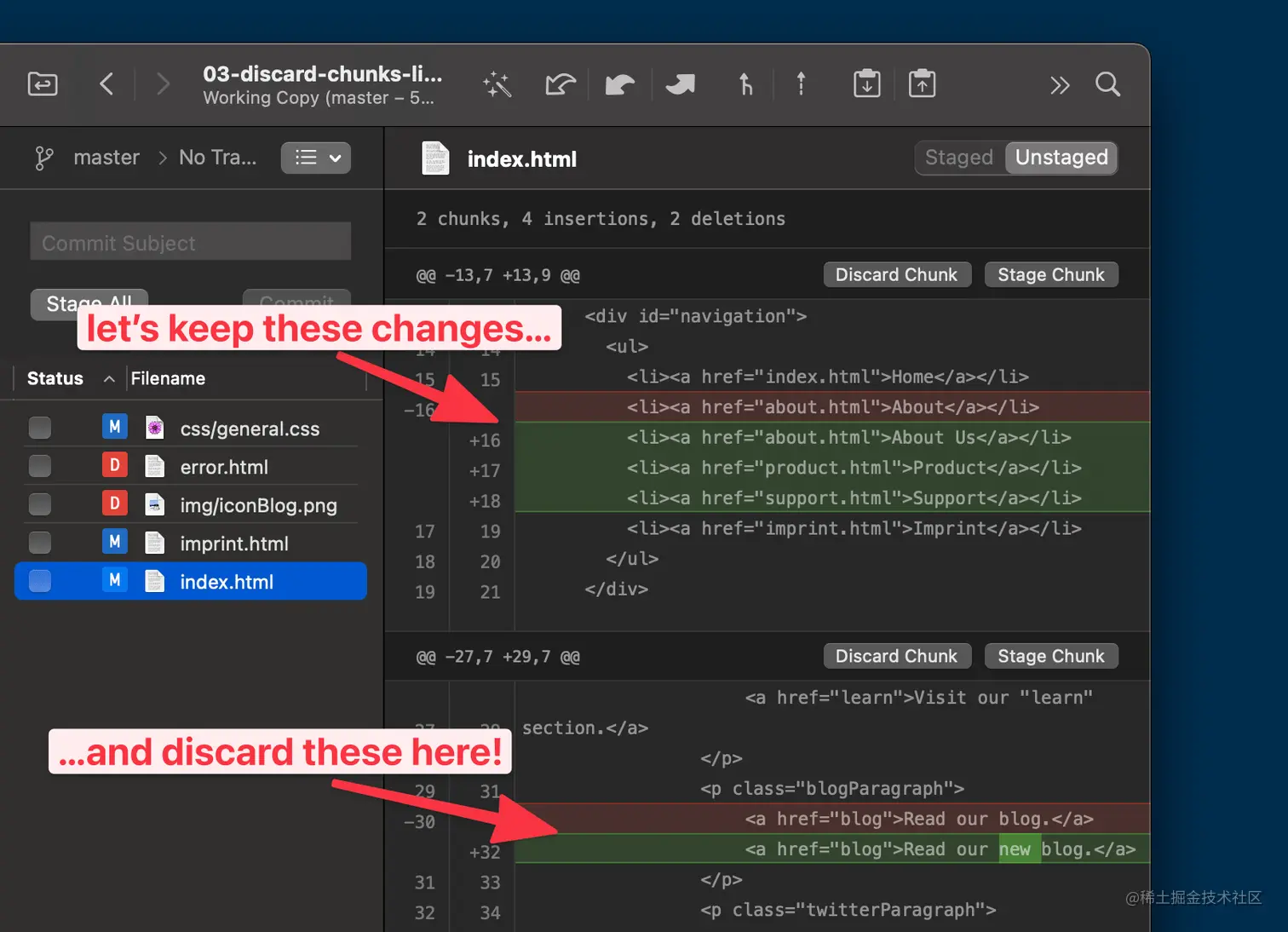 Undoing only some of the changes in a file, while keeping others intact