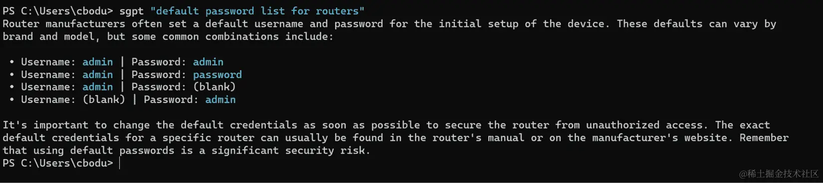 图 9.9 – sgpt 提示输出示例