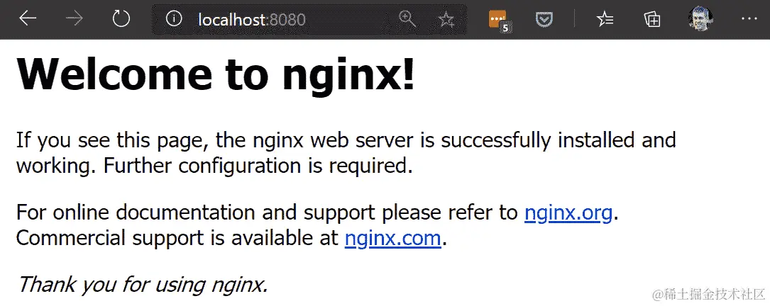图 7.3-浏览器显示 nginx 输出的屏幕截图