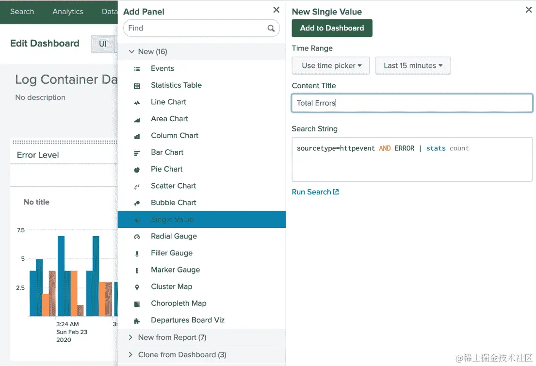 图 14.30：将面板添加到您的 Splunk 仪表板