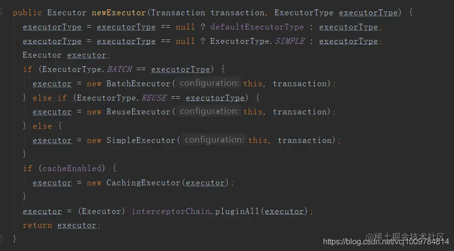 [外链图片转存失败,源站可能有防盗链机制,建议将图片保存下来直接上传(img-PFaS4xwt-1573208102873)(C:\Users\Vergi\Desktop\mybatis-newExecutor.png)]