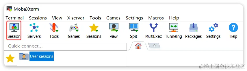 点击session按钮，进入会话管理