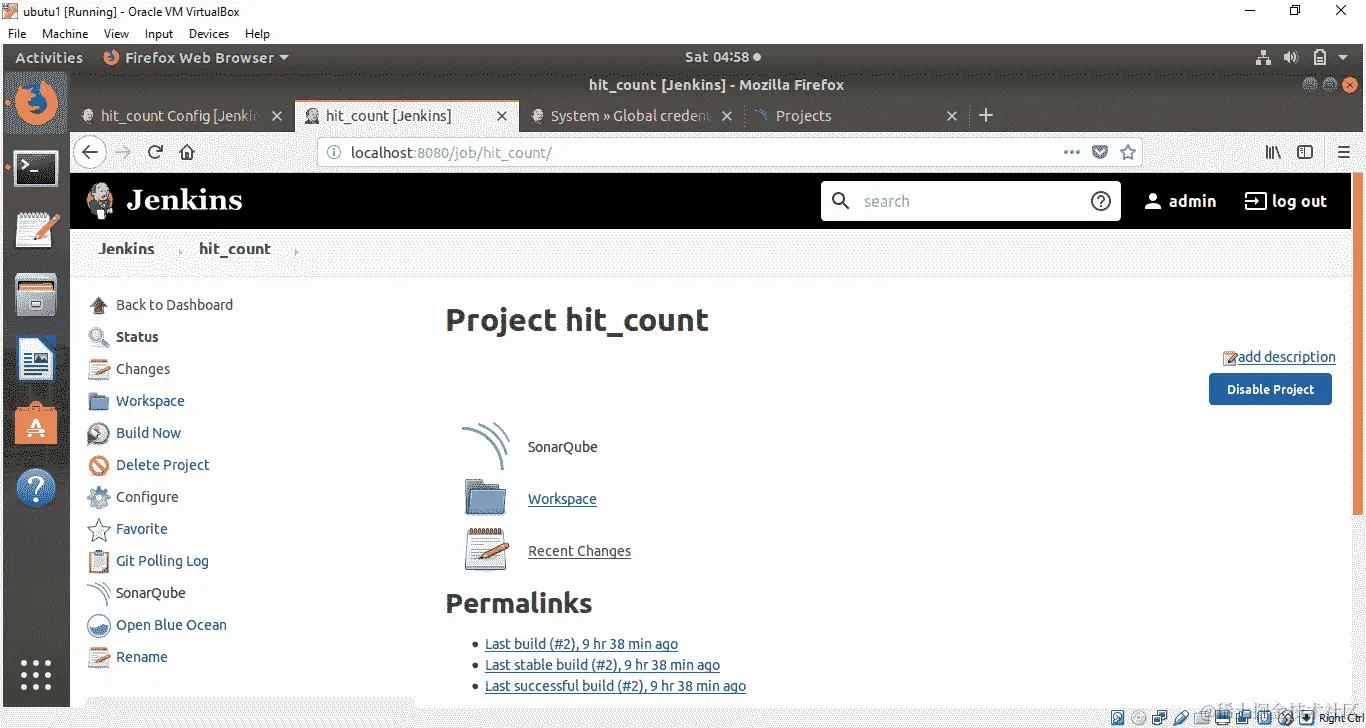 图 8.55：我们项目仪表板上显示 SonarQube 选项