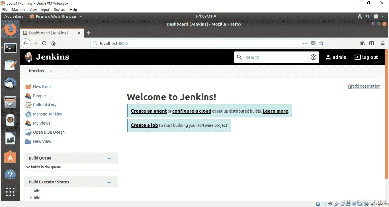 图 8.7：Jenkins 的欢迎页面