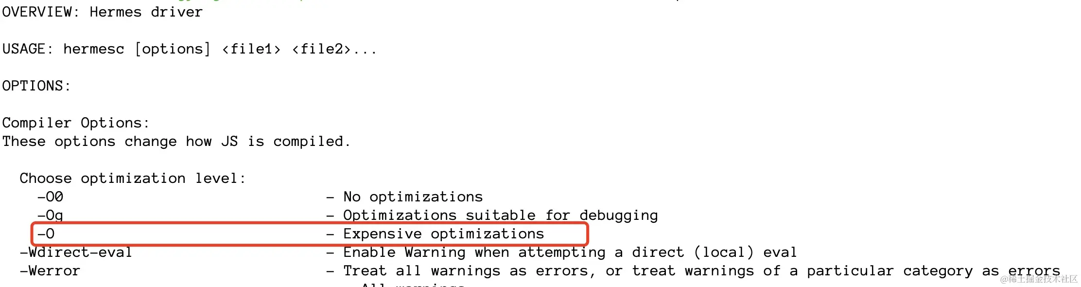 Hermesc optimization level