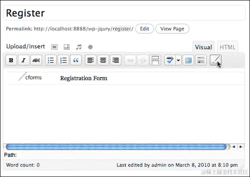 使用 WordPress 3.0 的自定义菜单选项创建注册页面