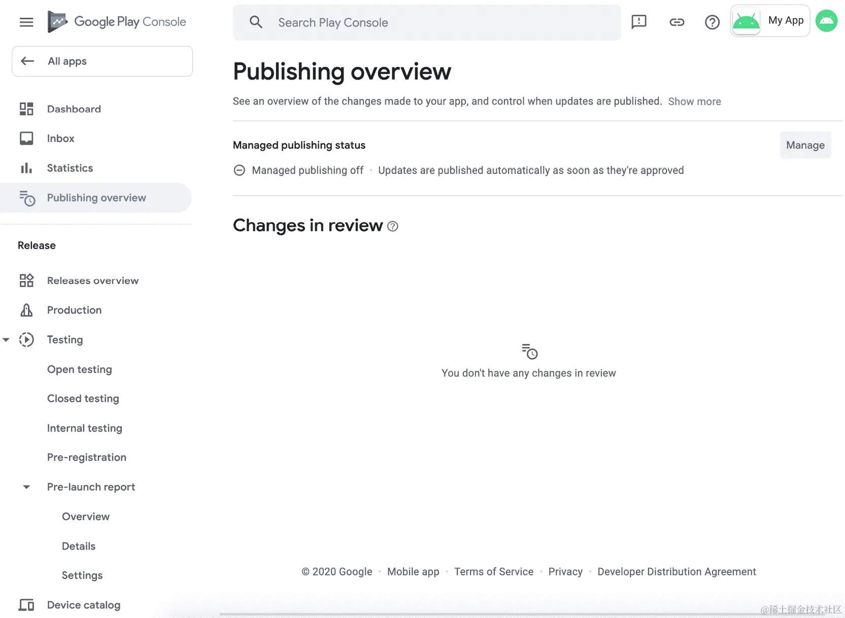 图 16.15：发布概述上的托管发布