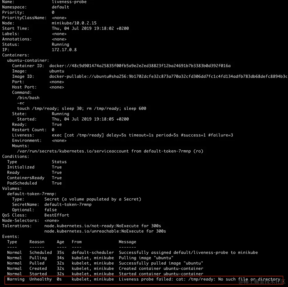 图 5.12：描述活跃探针：第一次失败