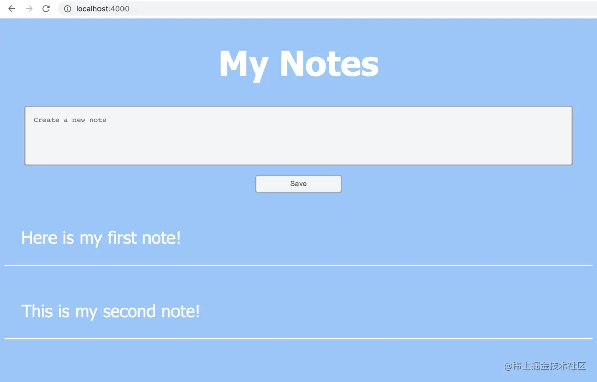 App Interface on localhost