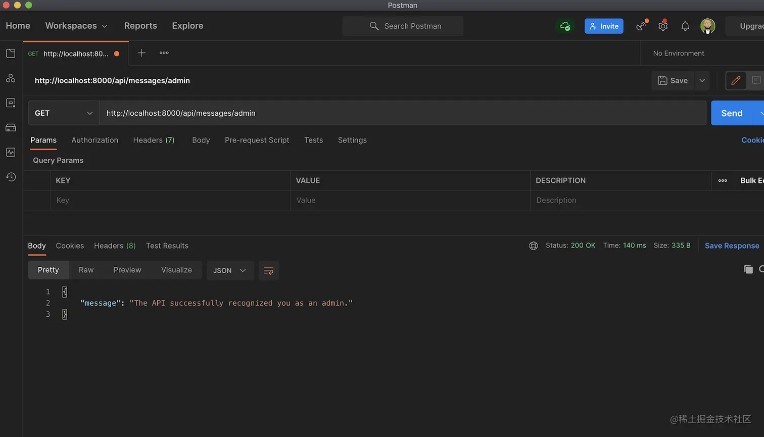 Admin Endpoint using Postman