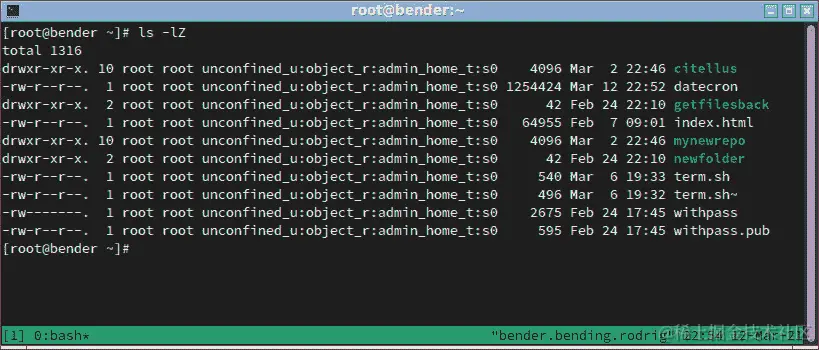 图 10.3 – 显示 SELinux 属性的文件列表