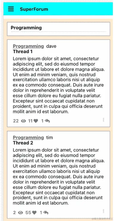 图 12.11 - 类别帖子 URL 的移动视图