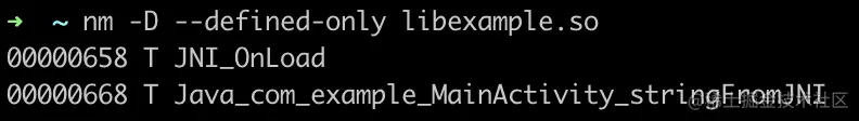 图5 nm命令查看so文件的导出符号