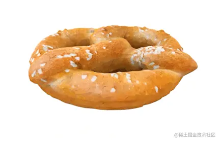 GIF of a 3D pretzel that bounces to simulate physics.