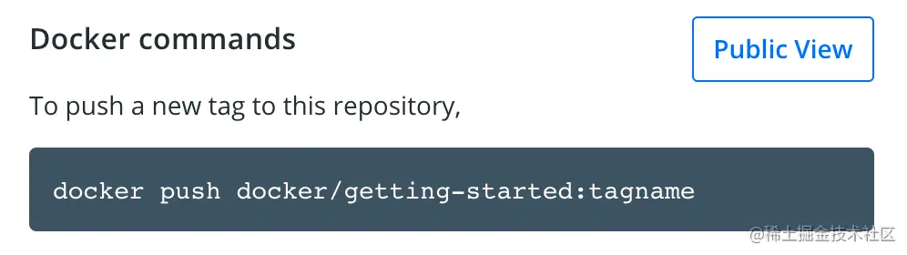 带有推送示例的 Docker 命令
