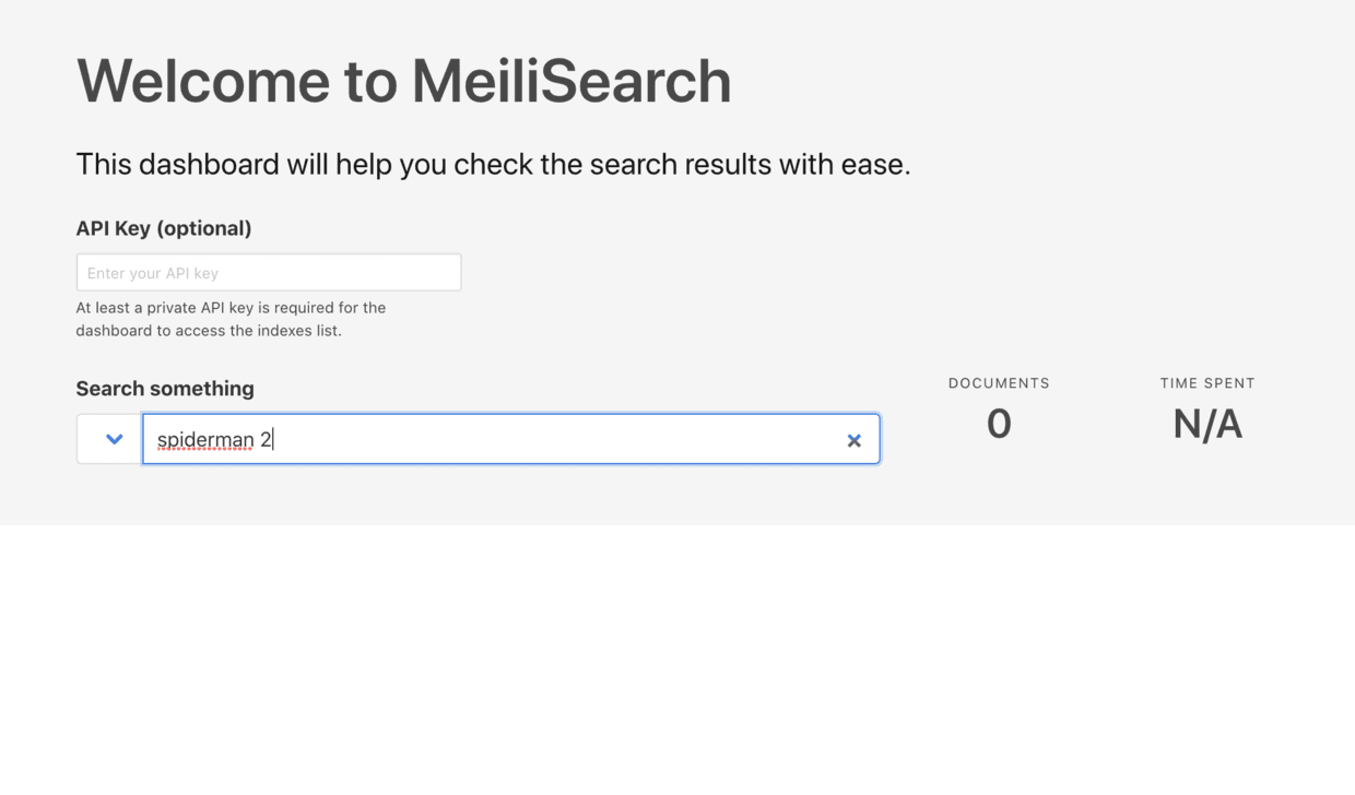 还没有加载搜索索引的 MeiliSearch