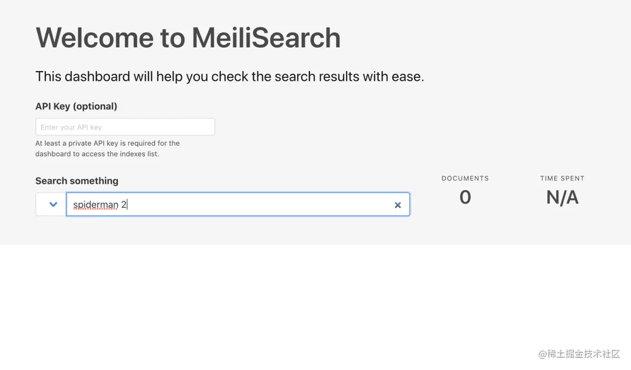 还没有加载搜索索引的 MeiliSearch