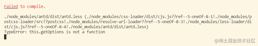The React scaffolding is configured with less-loader and ANTD loading ...