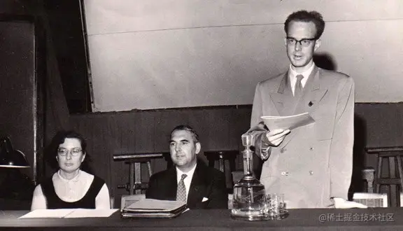 托尼·霍尔（Tony Hoare）（右），1960 年在莫斯科国立大学作为交换生