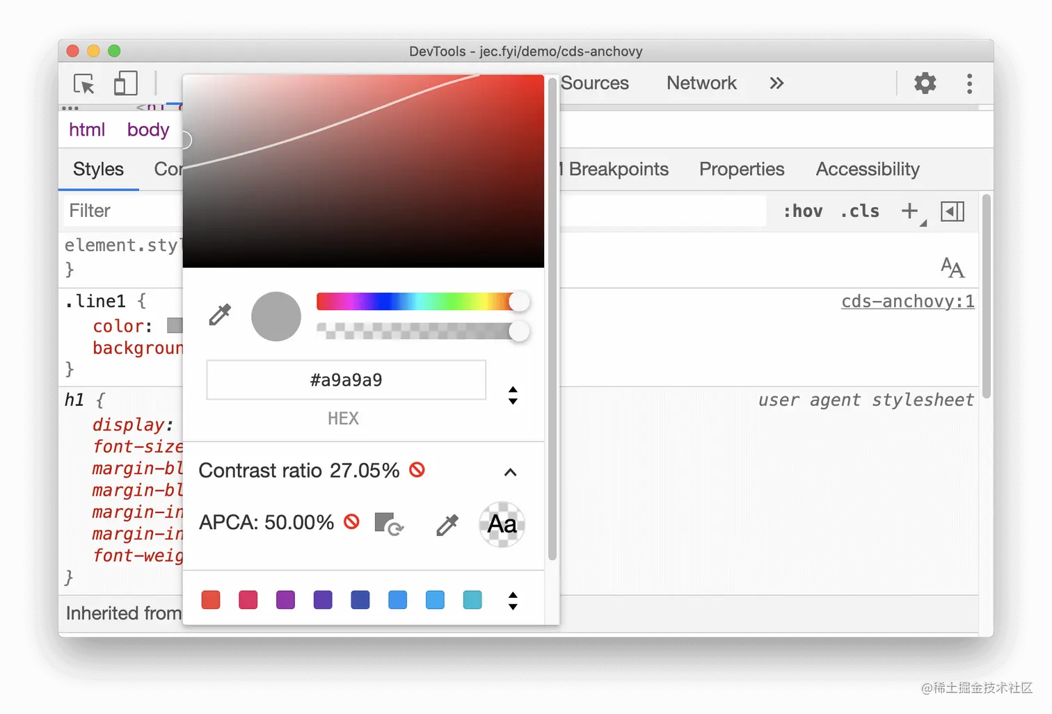 APCA in Color Picker