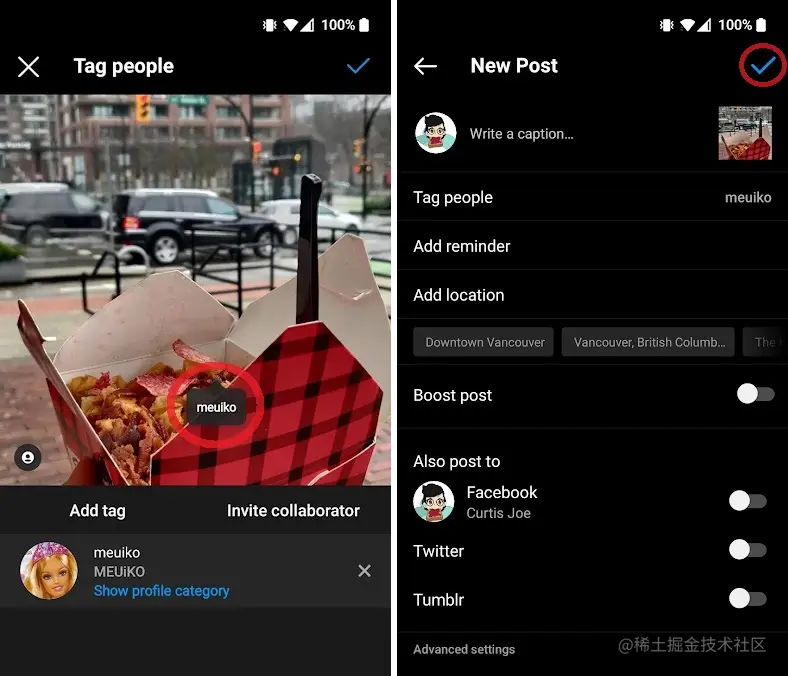 使用标签在 Instagram 上发布