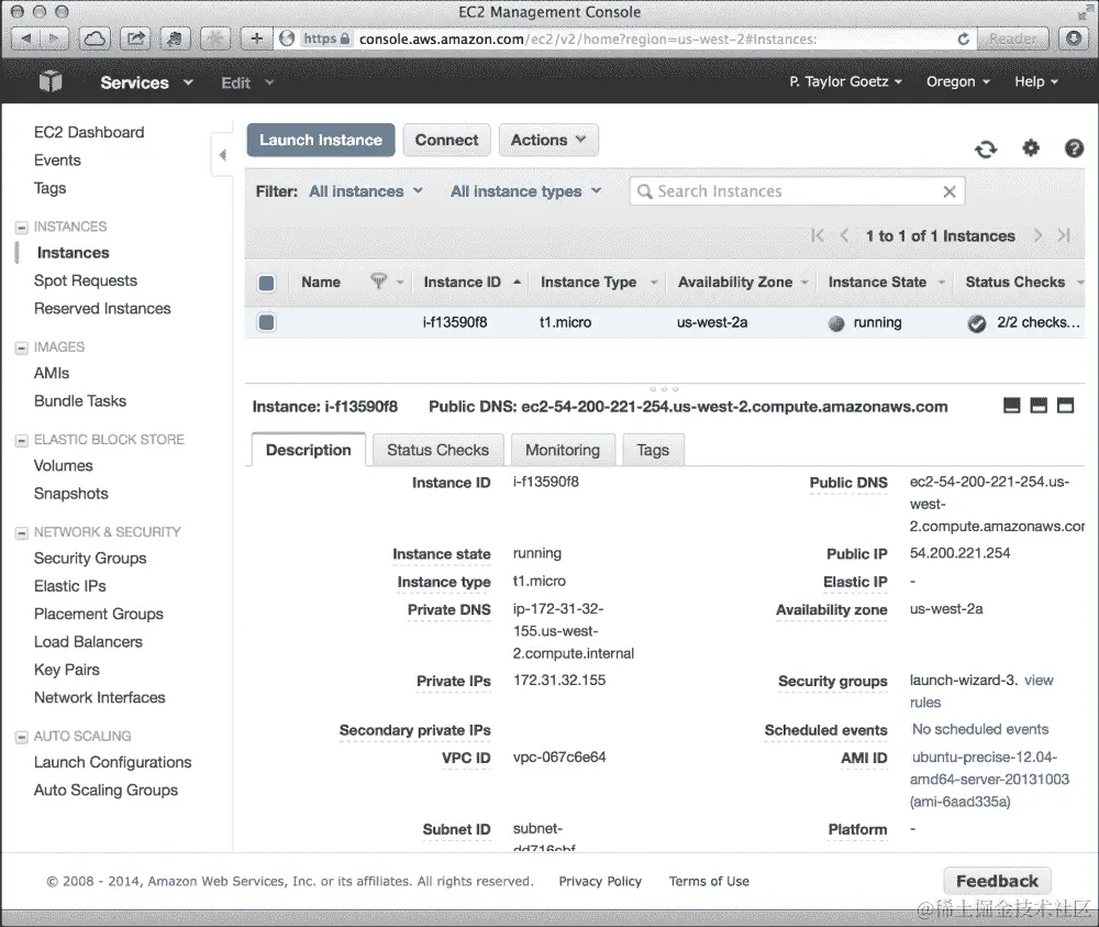 手动启动 EC2 实例