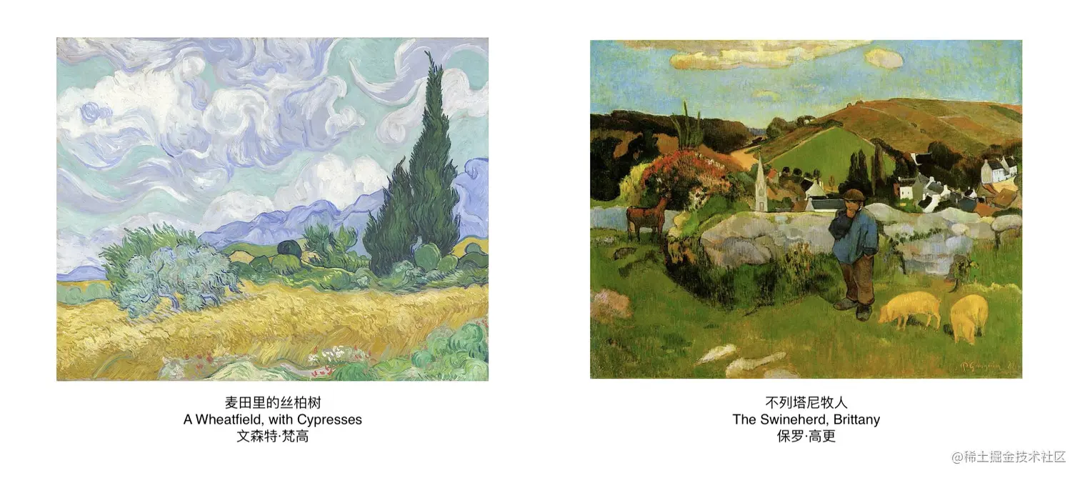 麦田里的丝柏树与不列塔尼牧人