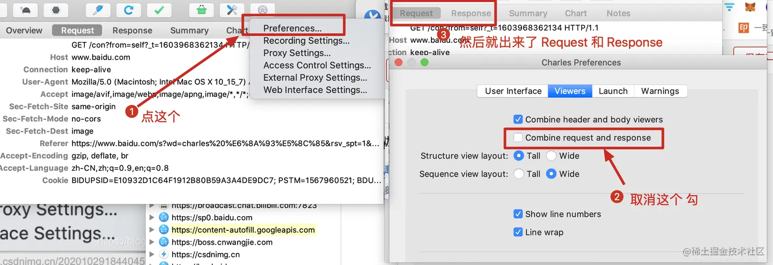 显示请求的Request和Response