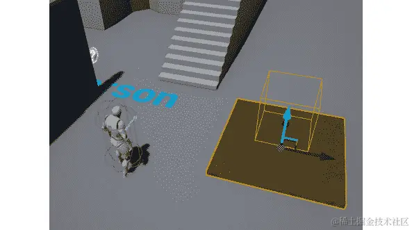 图 6.24：用于测试的胜利盒蓝图在关卡中