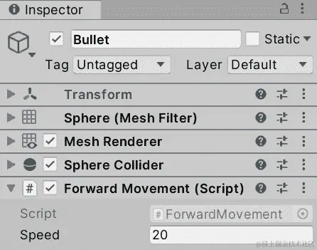 图 14.22 – 子弹中的前进运动脚本