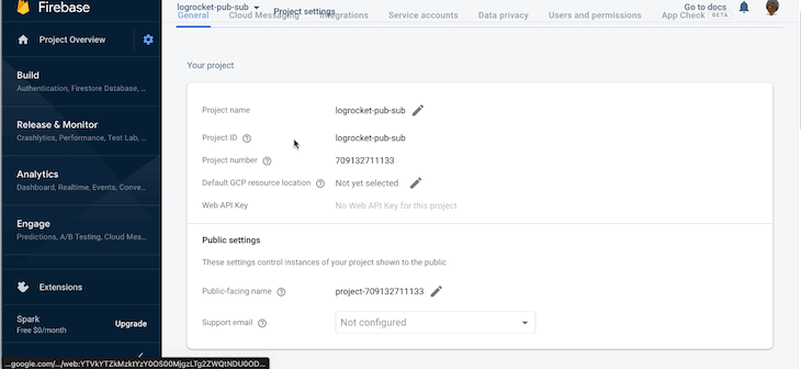 Gif of SDK setup configuration in Firebase