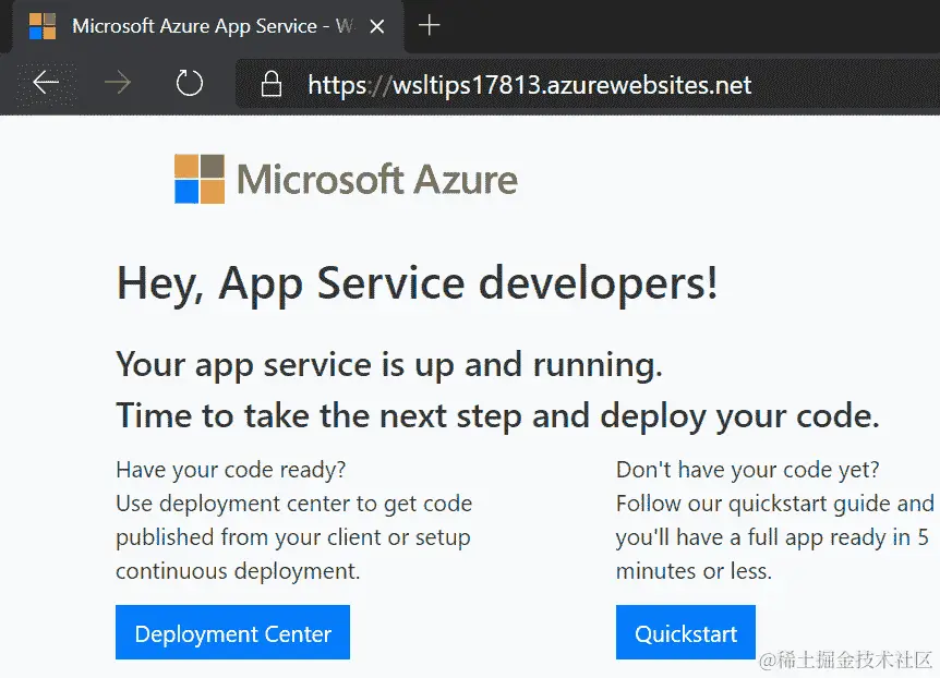 图 11.6 - 显示 Azure Web 应用程序占位符站点的屏幕截图