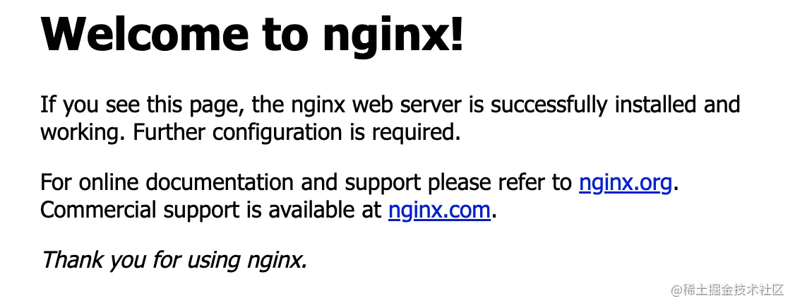 Nginx hello world page