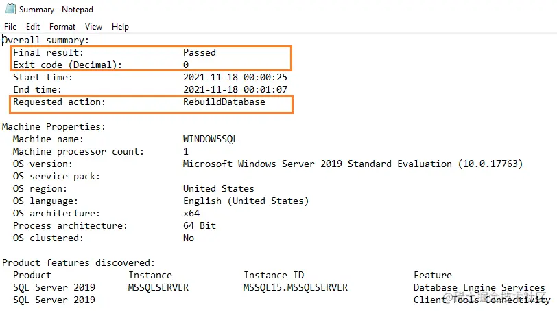 View rebuild progress in summary.txt file