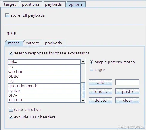 附加的 Burp Intruder 选项