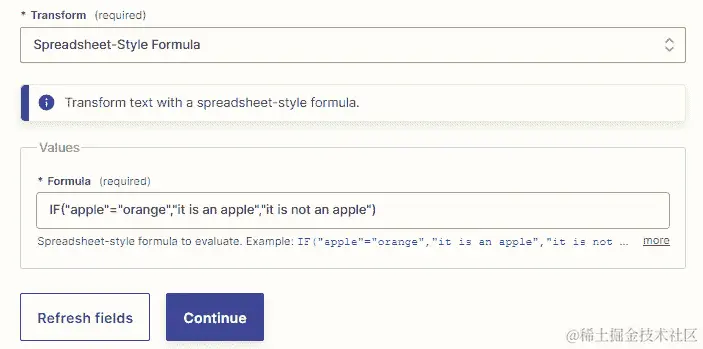 图 17.11 – 使用 Zapier Formatter 文本操作事件执行类似电子表格操作