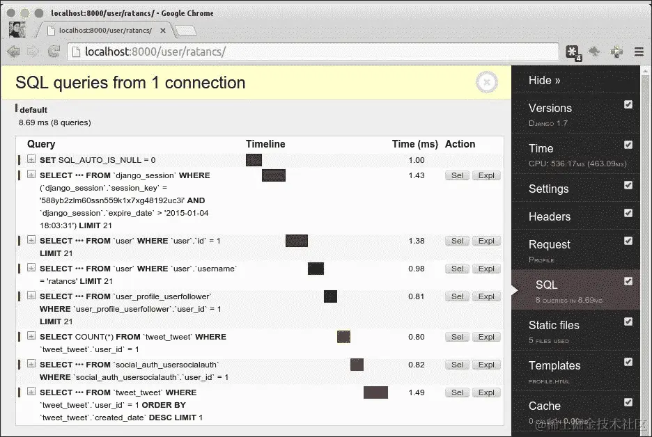 安装 Django 调试工具栏