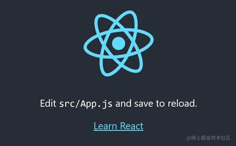 React App - The Default Page.