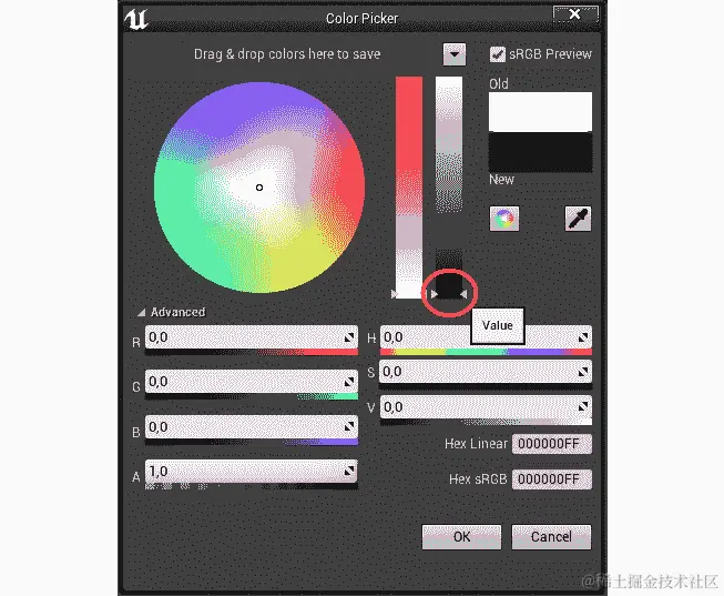 图 8.8：在颜色选择器窗口中选择黑色