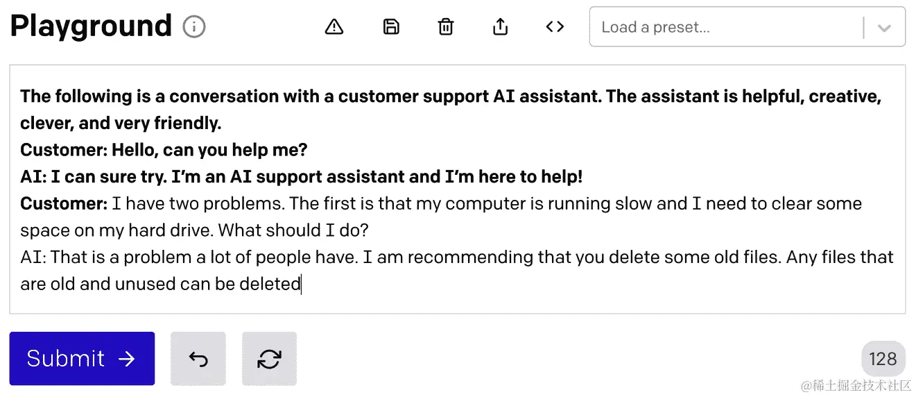 图 2.4 – 文本生成示例 – 客服 AI 助手