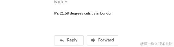 图 8.89：从 weatherMailSender 动作序列接收的电子邮件