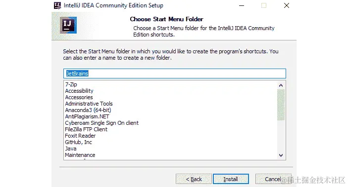 图 0.4：选择开始菜单文件夹的向导