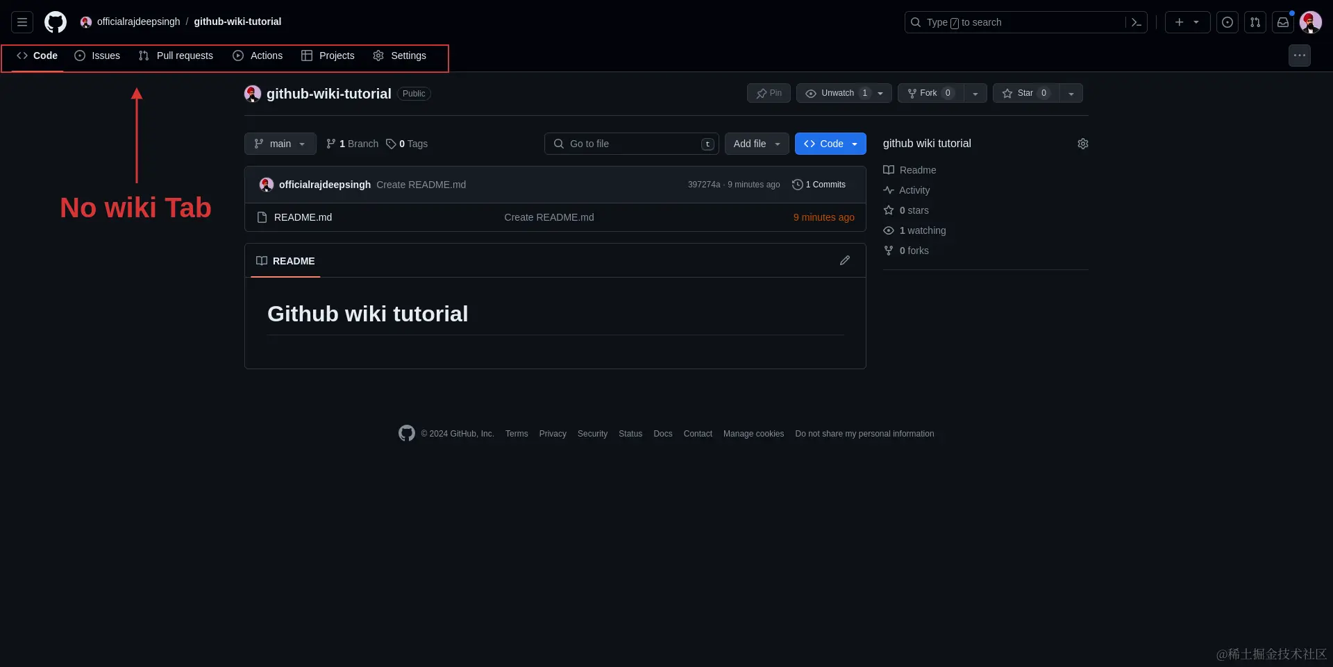 未显示 wiki 选项卡。