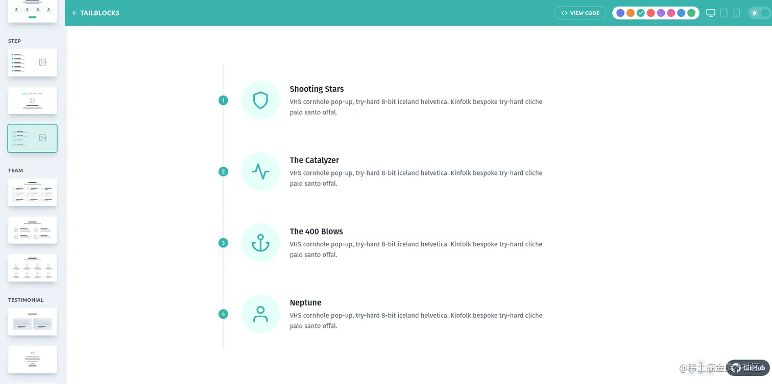 Tailblocks landing page