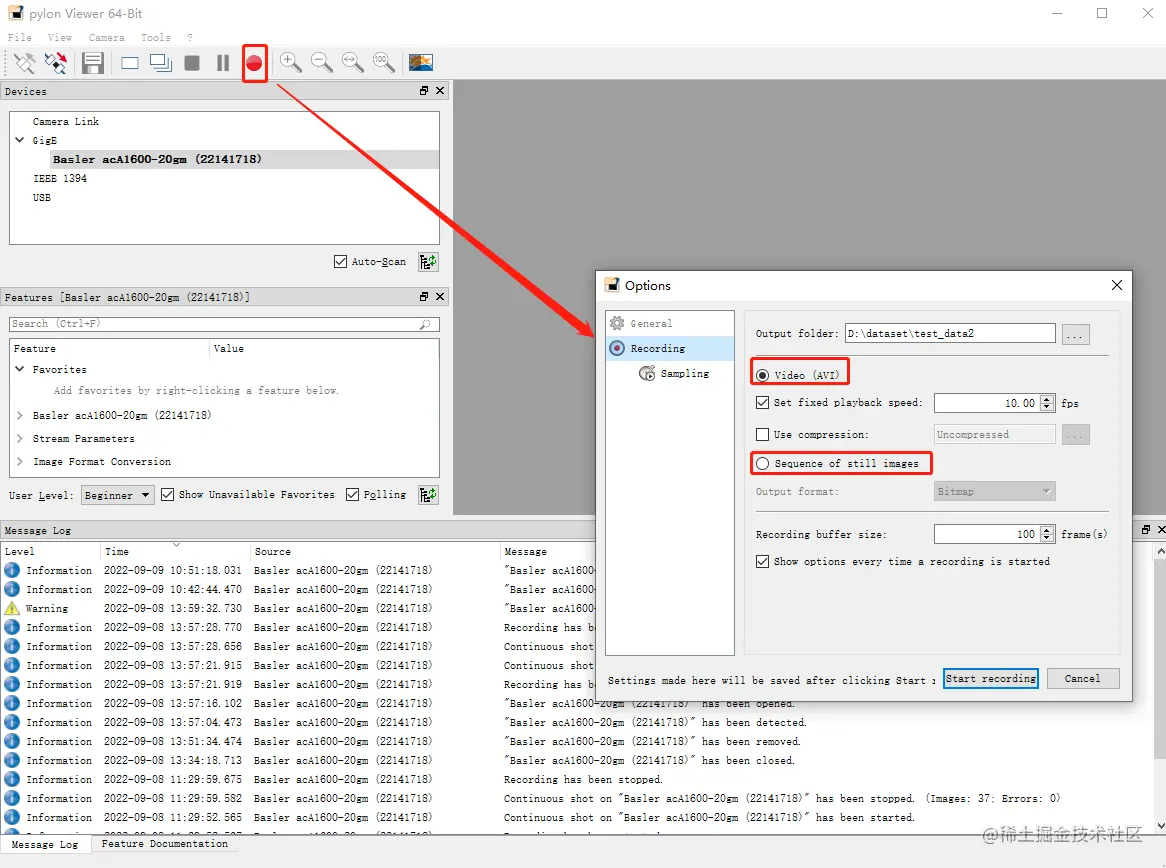 basler工业面阵相机使用 和 python pypylon模块调用basler相机采集数据持续创作，加速成长！这是我 - 掘金