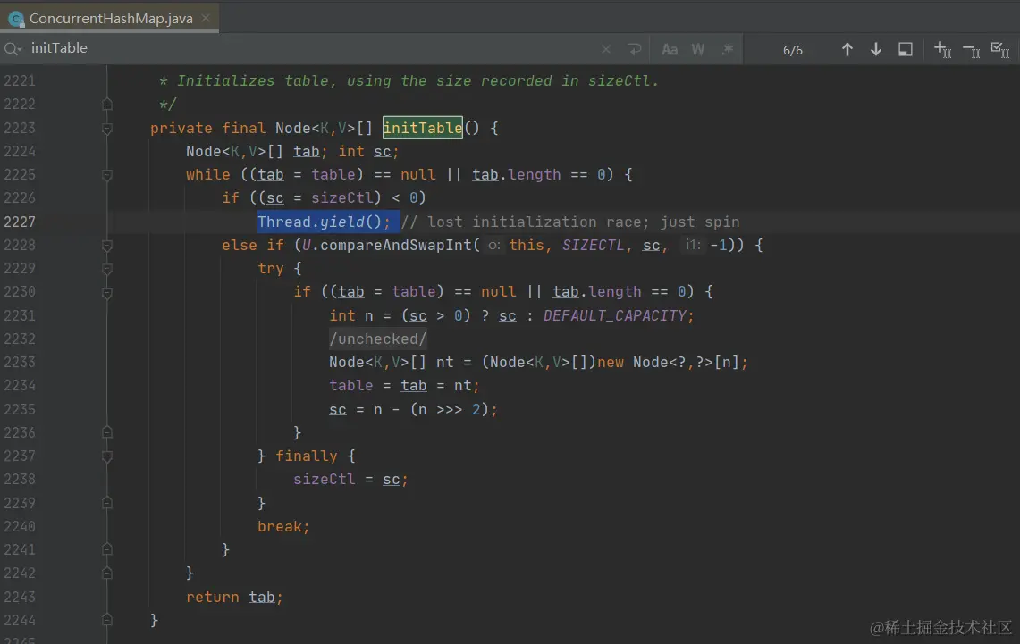 ConcurrentHashMap 为啥在initTable方法中调用thread.yield()为啥不使用Thread.sleep(0) 掘金